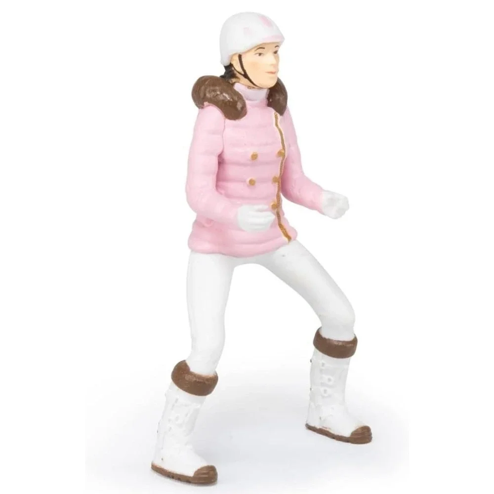 Winter Riding‎ Girl Figurine - Hand Painted Horse Rider Toy Figure - Papo 52011
